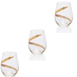Gifi Verre à eau transparent motif ruban doré x3| Vaisselle Et Accessoires De Table