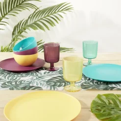 Vaisselle Et Accessoires De Table<Gifi Verre à pied strié 300ml plastique Ø8xH12,5cm- 3 coloris