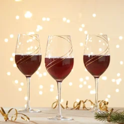Gifi Verre à vin avec ruban doré x4| Vaisselle Et Accessoires De Table