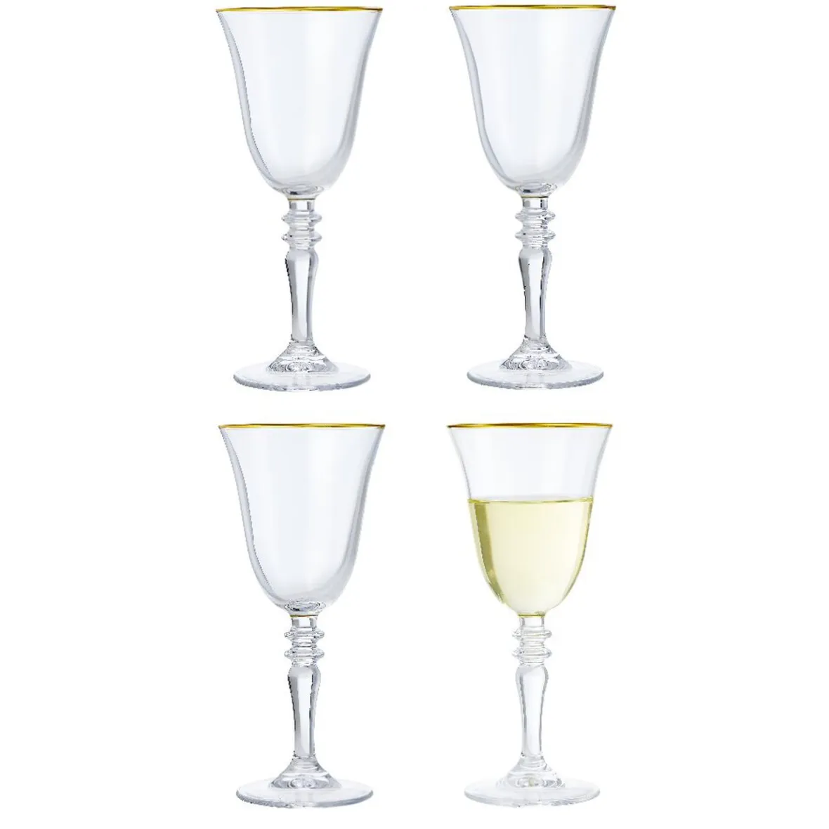 Gifi Verre à vin bord doré 27cl x4| Vaisselle Et Accessoires De Table