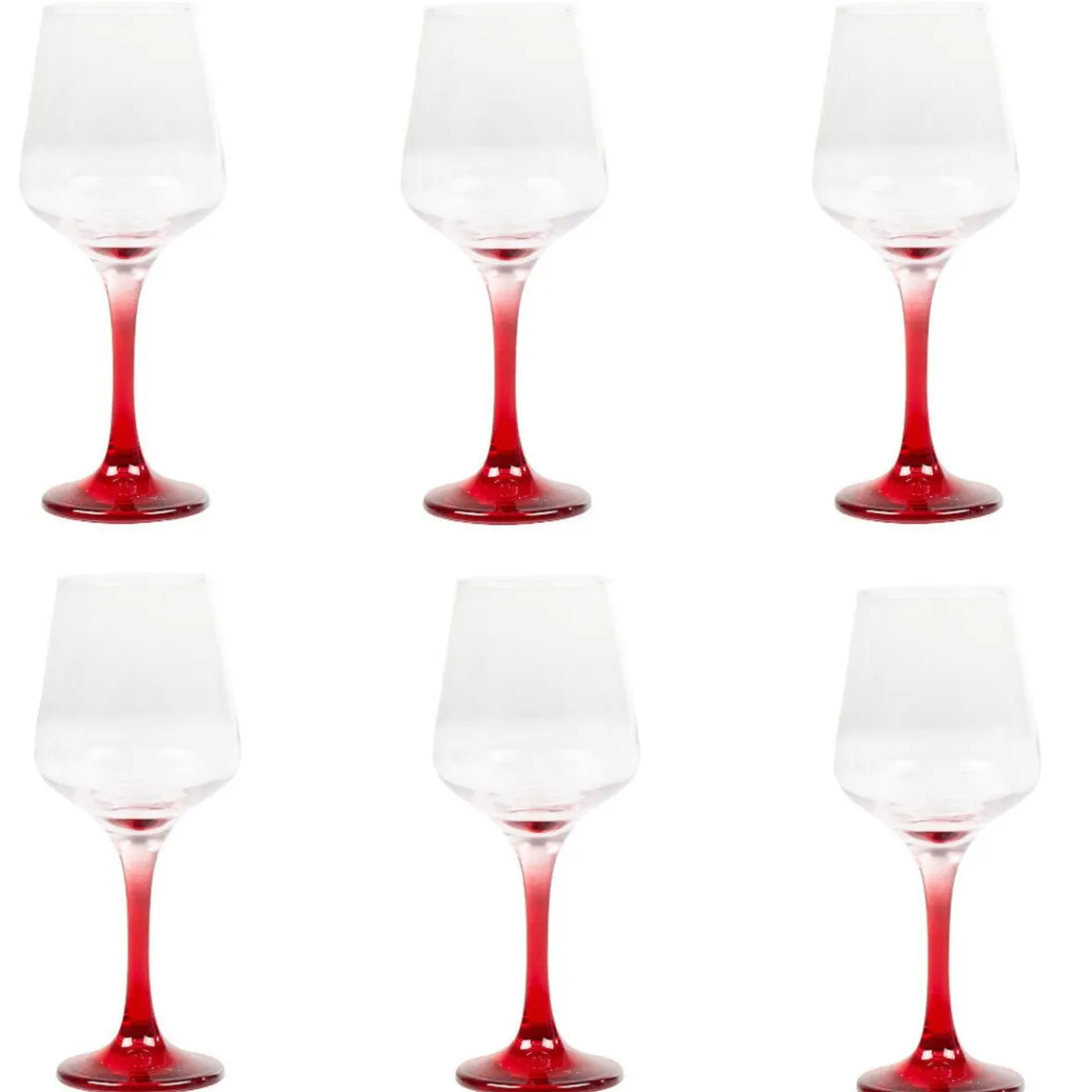 Gifi Verre à vin pied rouge translucide x6| Vaisselle Et Accessoires De Table
