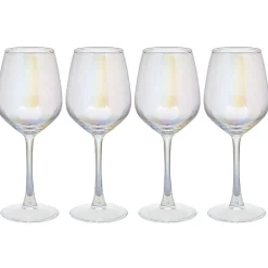 Gifi Verre à vin transparent irisé x4| Vaisselle Et Accessoires De Table