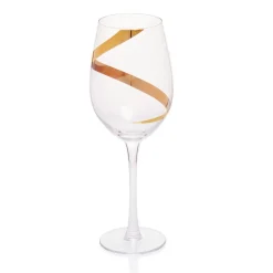 Gifi Verre à vin transparent motif ruban doré x3| Vaisselle Et Accessoires De Table