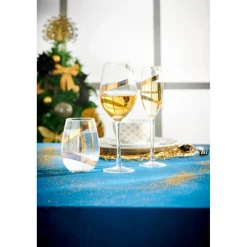 Gifi Verre à vin transparent motif ruban doré x3| Vaisselle Et Accessoires De Table