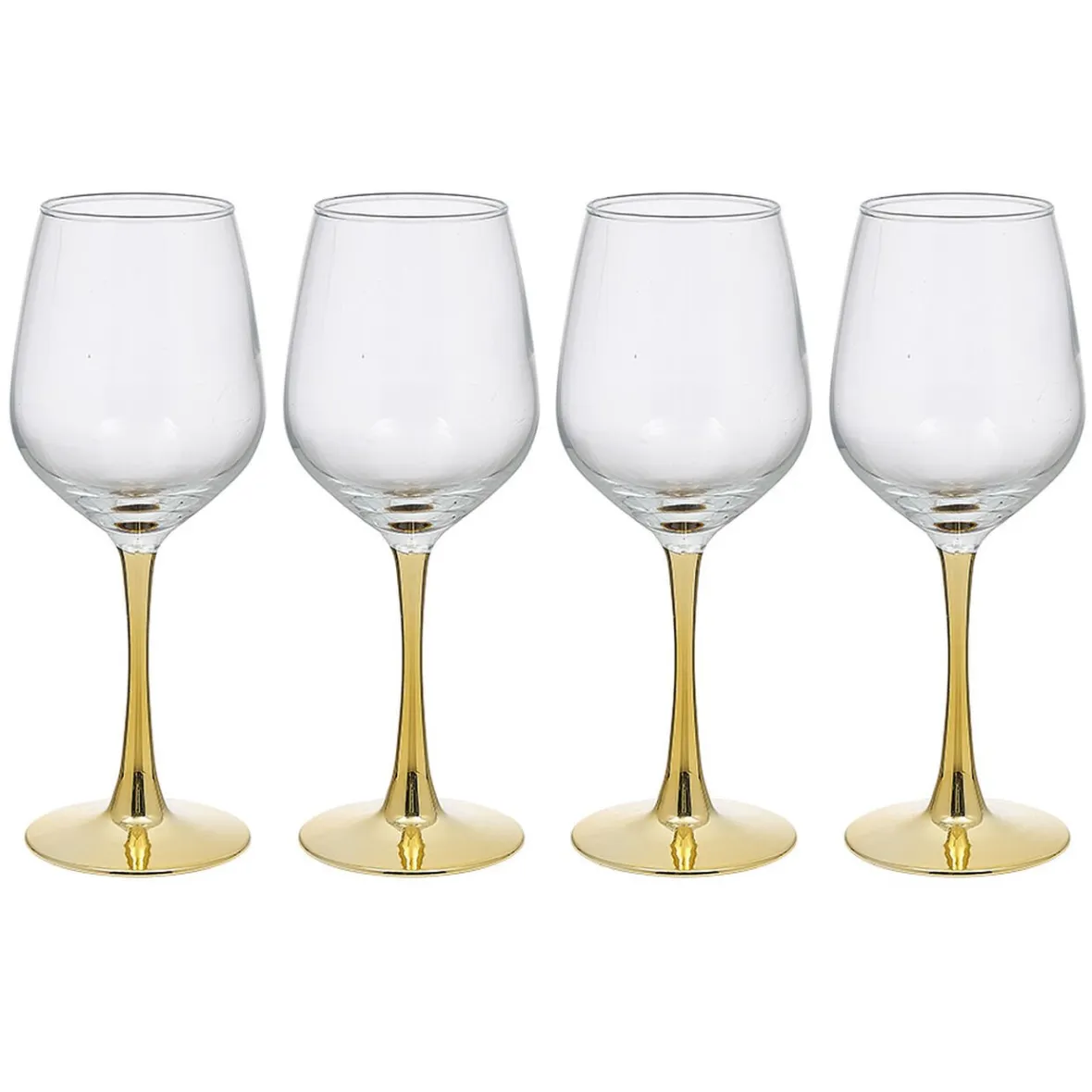Gifi Verre à vin transparent pied doré x4| Vaisselle Et Accessoires De Table