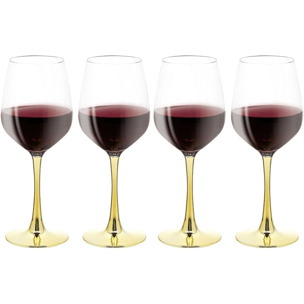 Gifi Verre à vin transparent pied doré x4| Vaisselle Et Accessoires De Table
