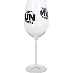 Gifi Verre à vin XL sur pied transparent inscription Juste un verre 75 cl| Vaisselle Et Accessoires De Table