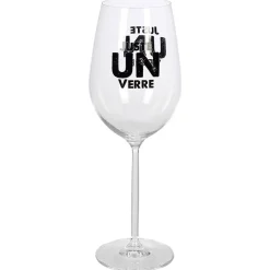 Gifi Verre à vin XL sur pied transparent inscription Juste un verre 75 cl| Vaisselle Et Accessoires De Table
