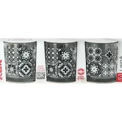 Gifi Verre bas motif carreaux de ciment x 3| Vaisselle Et Accessoires De Table