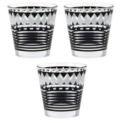 Gifi Verre bas motif graphique noir gris x 3| Vaisselle Et Accessoires De Table