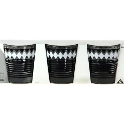 Gifi Verre bas motif graphique noir gris x 3| Vaisselle Et Accessoires De Table