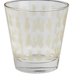 Gifi Verre bas style tropical motif ananas doré 25cl x3| Vaisselle Et Accessoires De Table