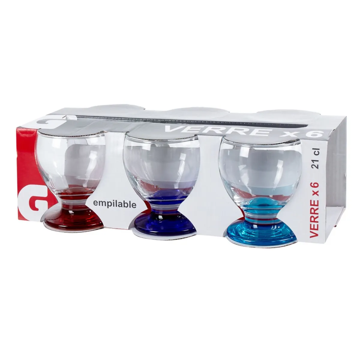 Gifi Verre bas sur pied coloré x6| Vaisselle Et Accessoires De Table