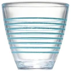 Vaisselle Et Accessoires De Table<Gifi Verre bas transparent rayure bleu x 12