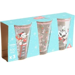Gifi Verre Disney Noël Mickey Minnie 30cl x3| Vaisselle Et Accessoires De Table