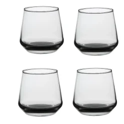 Gifi Verre gobelet transparent anthracite x4| Vaisselle Et Accessoires De Table