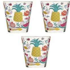 Gifi Verre gobelet transparent déco fruits exotiques x 3| Vaisselle Et Accessoires De Table
