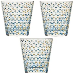 Gifi Verre gobelet transparent déco triangles multicolore x 3| Vaisselle Et Accessoires De Table
