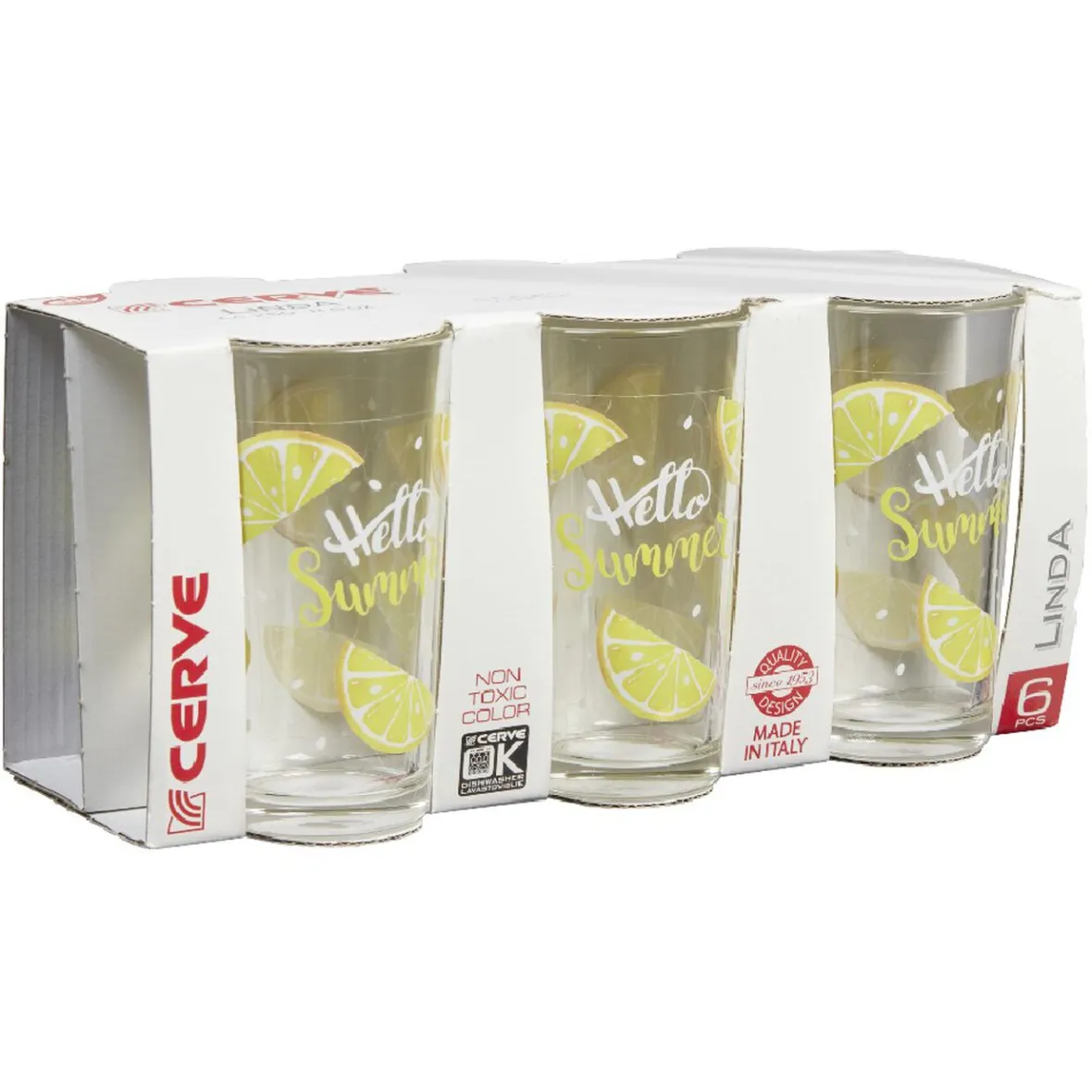 Gifi Verre haut citron Hello Summer x 6| Vaisselle Et Accessoires De Table