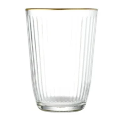Vaisselle Et Accessoires De Table<Gifi Verre haut strié bord doré 39,5cl Ø8,5cm H12cm