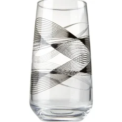 Vaisselle Et Accessoires De Table<Gifi Verre haut transparent motif graphisme ligne noire 48 cl