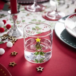 Gifi Verre Noël transparent avec centre sapin 3D Ø8xH8,5cm| Vaisselle Et Accessoires De Table