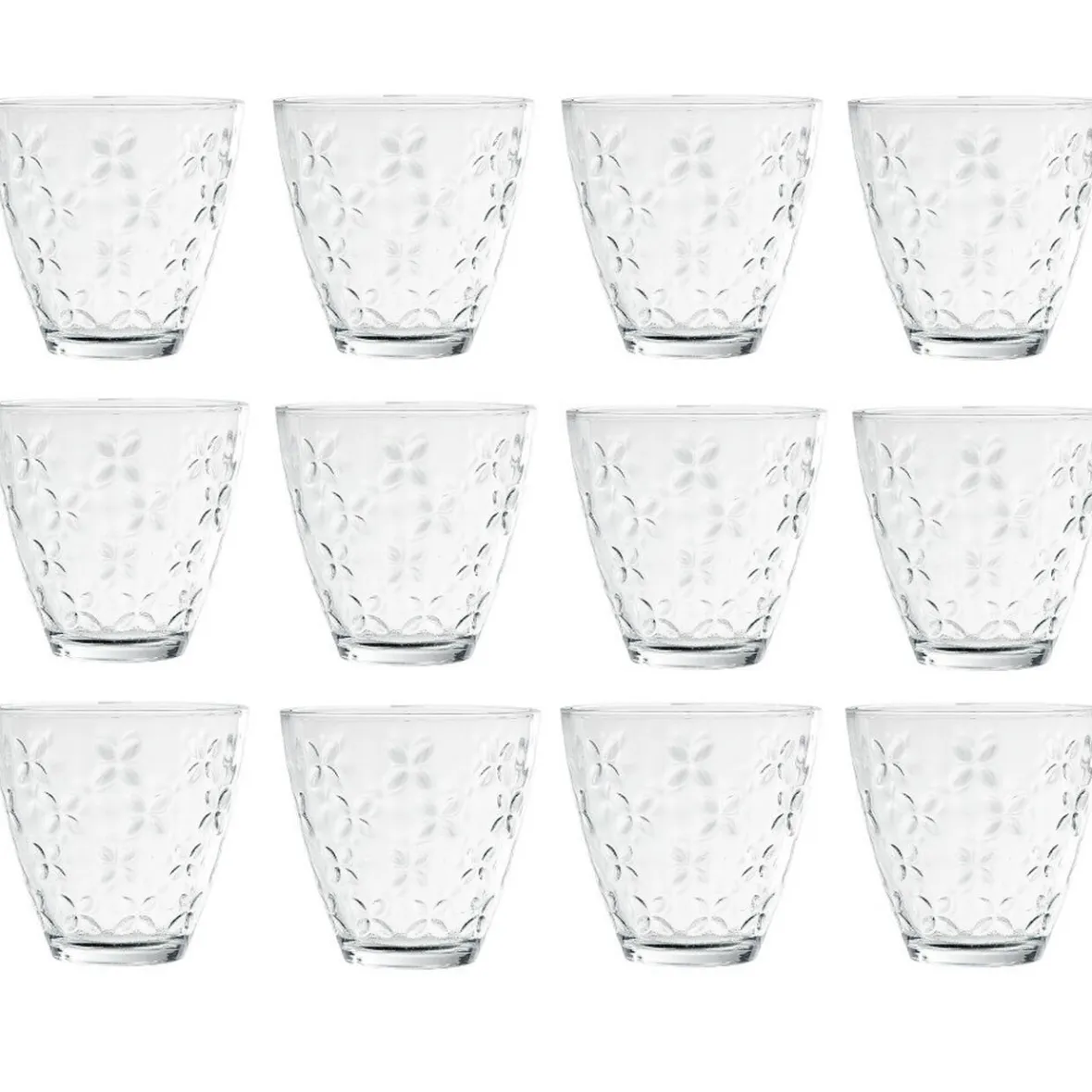 Gifi Verre transparent motif relief fleur x12| Vaisselle Et Accessoires De Table