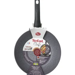 Cuisson<Gifi Wok Tefal aluminium effet pierre Ø28cm