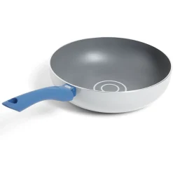 Cuisson<Gifi Wok tous feux Ø28cm aluminium gris et bleu